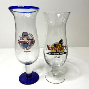 Lot of 2 Kona Hurricane Glass Hard Rock Cafe and Bubba Gump Shrimp Co. Market